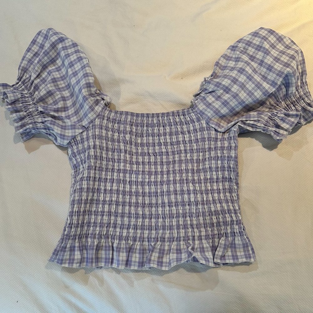 Boohoo Purple Gingham Top